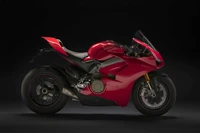 Ducati 959 Superbike: Sleek Red Sport Bike with Custom Features and Advanced Exhaust System.