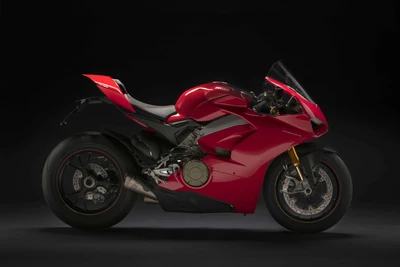 Ducati 959 Супербайк: Элегантный красный спортивный мотоцикл с индивидуальными особенностями и усовершенствованной выхлопной системой.