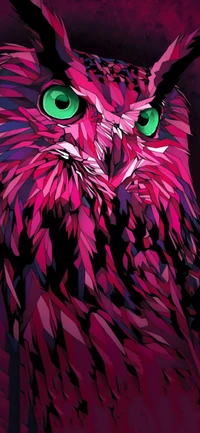 Vibrant Pink Owl Art with Bold Patterns