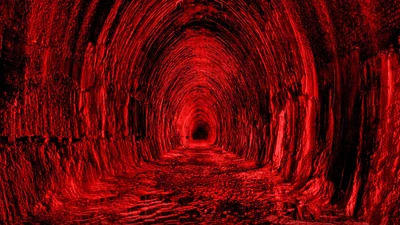 rouge, tunnel, texture, noir, sombre