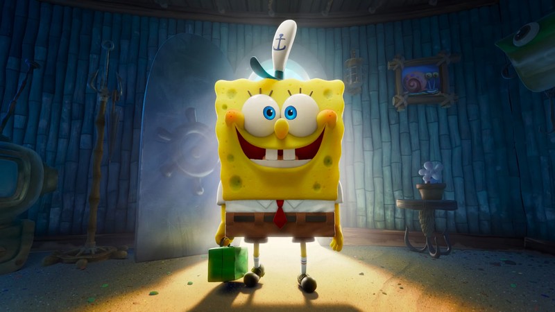 Спанч боб в комнате с ярким светом (губка боб в бегах, the spongebob movie sponge on the run, фильм, 2020, губка боб квадратные штаны)