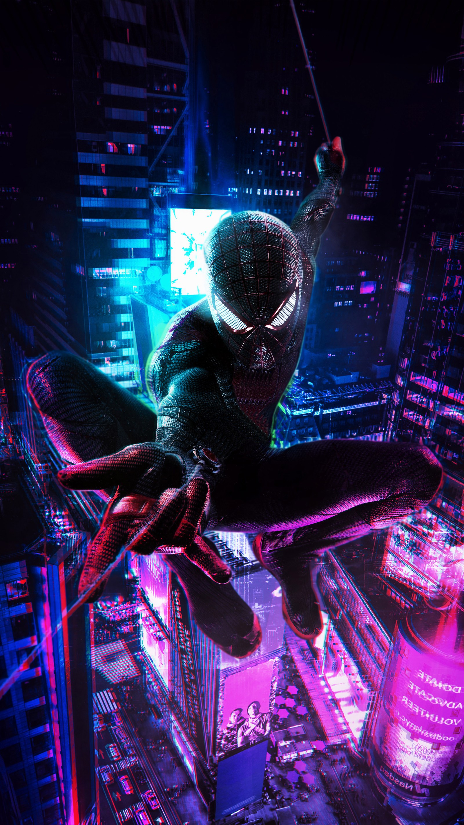 Скачать обои spider man, майлз моралес, miles morales, киберпанк, искусство