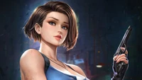 Jill Valentine de Resident Evil 3 Remake, lista con una pistola en un entorno oscuro e inmersivo.