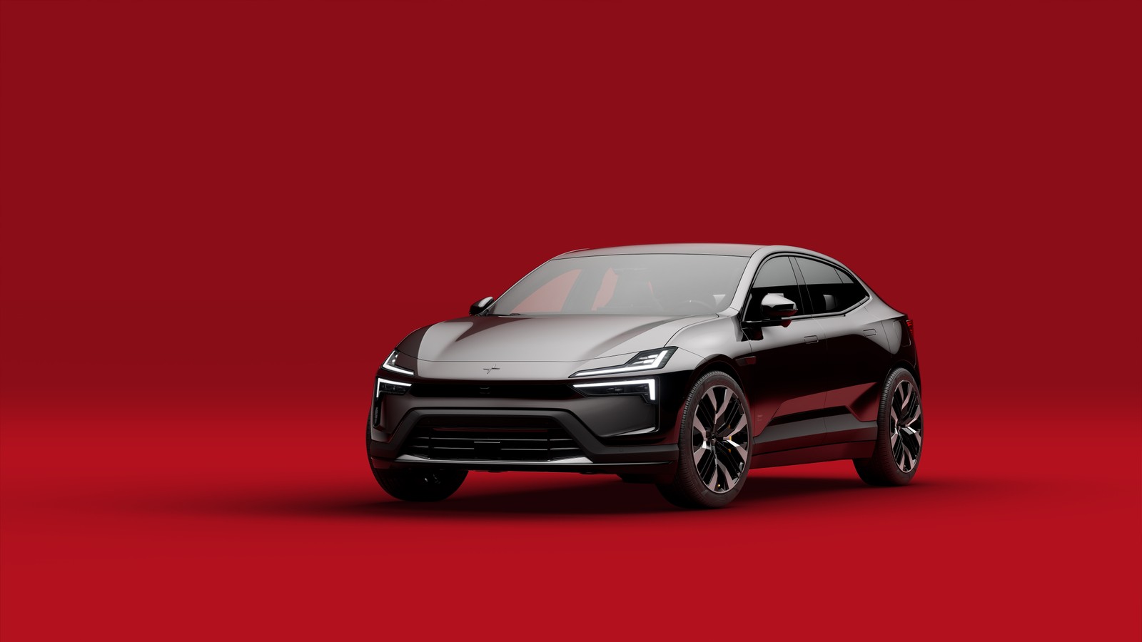 Le nouveau suv tesla tay tay est présenté sur fond rouge (polestar 4, suv électrique, fond rouge, 2023, 5k)