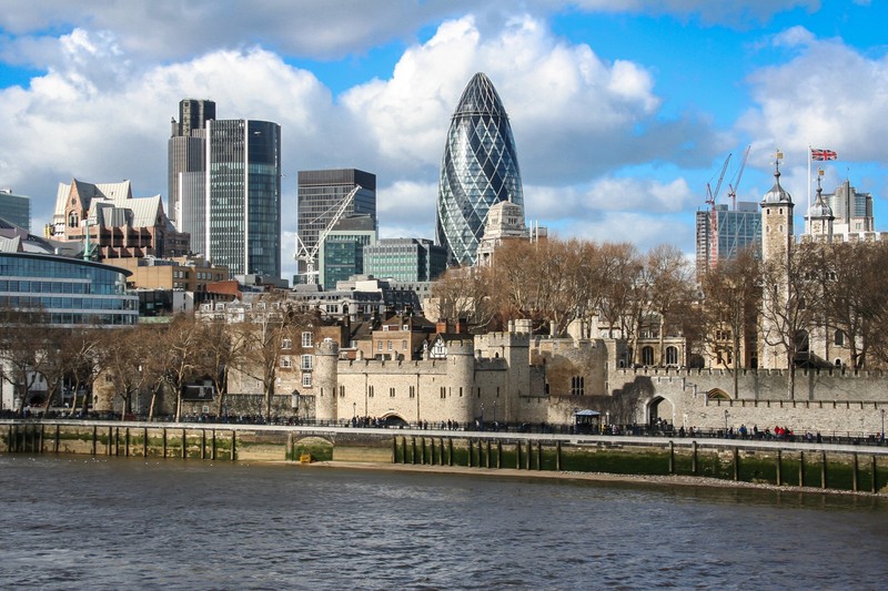 Вид на город лондон с тауэром на заднем плане (лондон, london, лондонская башня, горизонт, город)