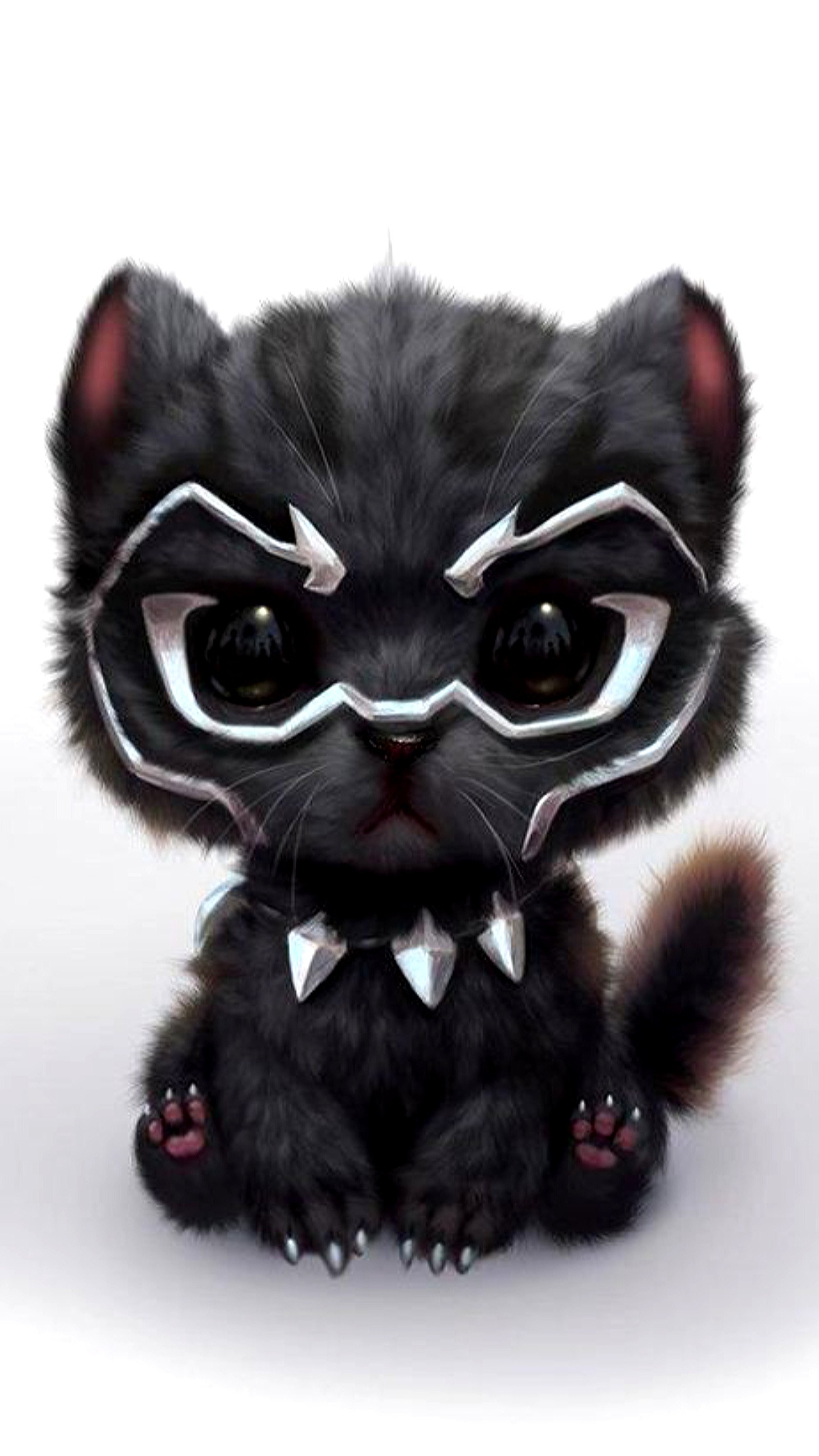 There is a black cat with glasses and a bow tie (black panther, cute, drawings, little)