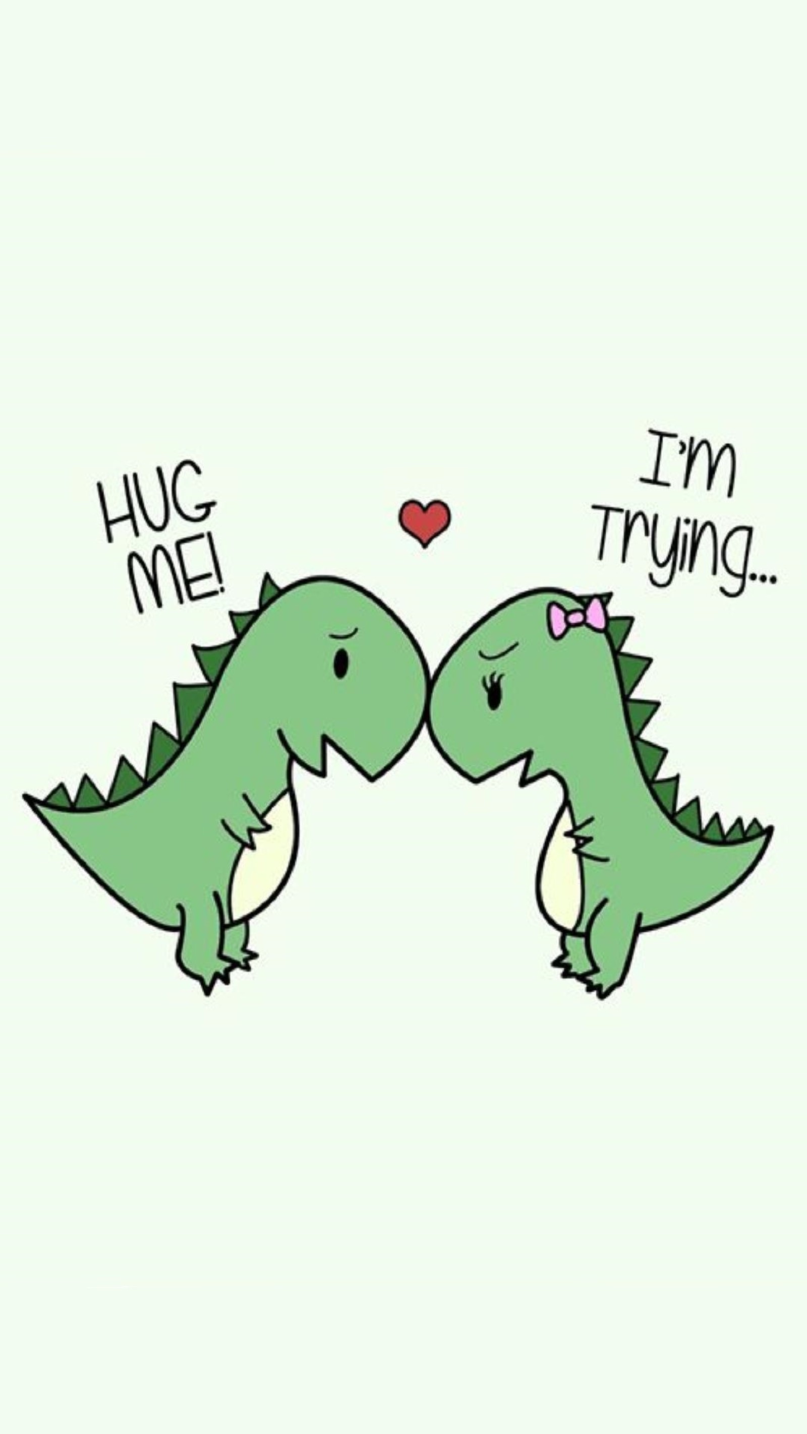 Una pareja de dinosaurios de dibujos animados besándose con un corazón (bchg, gbft)