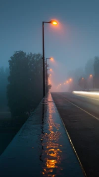 lâmpada, luz, chuva, reflexo