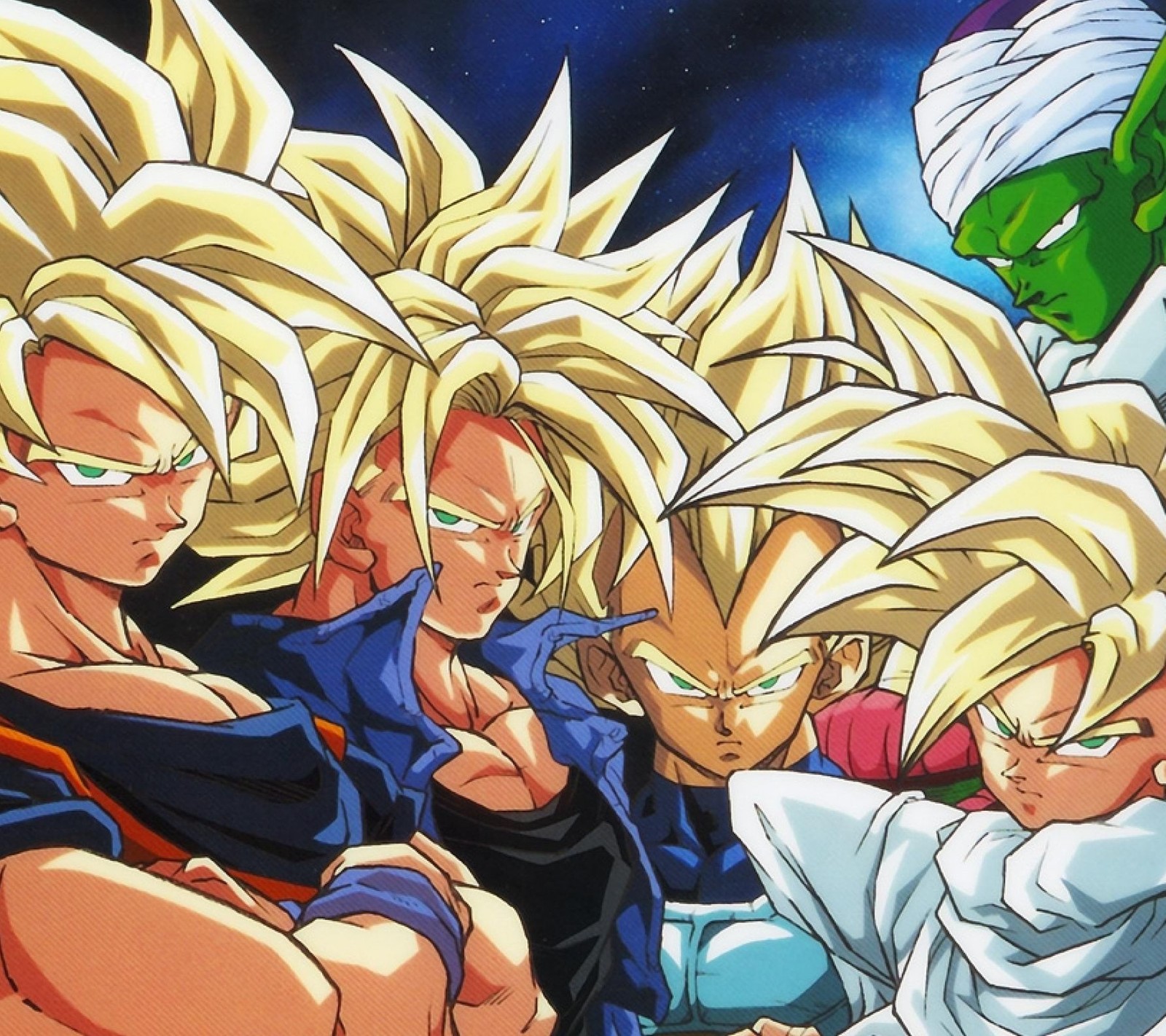 A group of young gohans in a group of different poses (anime, ball, dbgt, dbz, dragon)