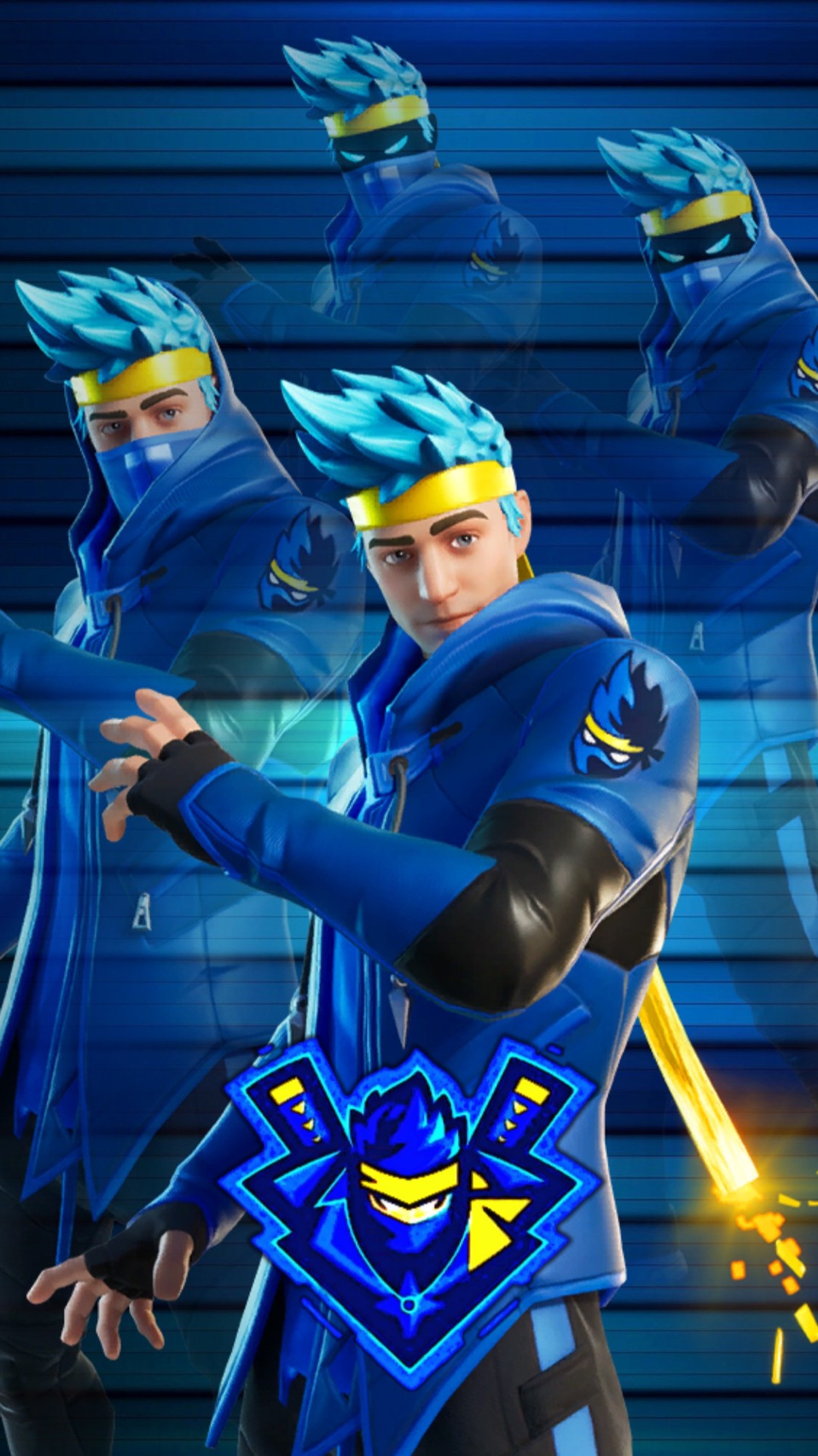 A close up of a person in a blue outfit holding a sword (battle royale, fortnite, ninja, nintendo, playstation)