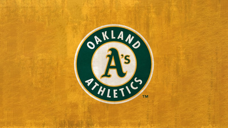 Логотип oakland athletics на желтом фоне (oakland athletics, бейсбольная команда, майор лига бейсбола mlb, 5k, спорт)