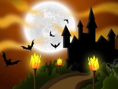 chauves souris, halloween, lune, nuit, effrayant