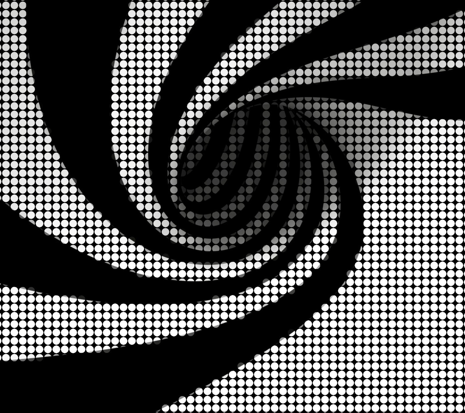 A close up of a black and white photo of a spiral (3d, full, wallpaper)