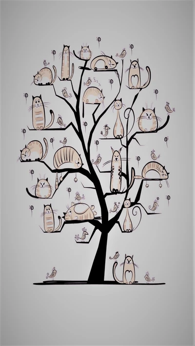 Whimsical Cat Tree Celebration