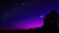 stars, starry, night, moon, scenery wallpaper