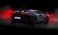 Lamborghini SC18: Eine auffällige Fusion von Kraft und Design in einer dunklen Umgebung.