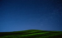 Starry Night over the Palouse: A Tranquil Green Meadow Landscape in Washington State