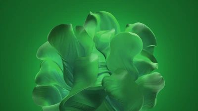 Abstract Green Blooms: Windows 11 4K Wallpaper