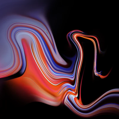 Diseño abstracto vibrante con líneas fluidas en rojo, naranja y tonos neón sobre un fondo oscuro, que recuerda la estética del Samsung Galaxy Note 9.