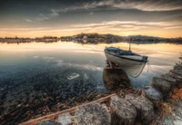 barco, nuvens, fantasia, natureza, mar