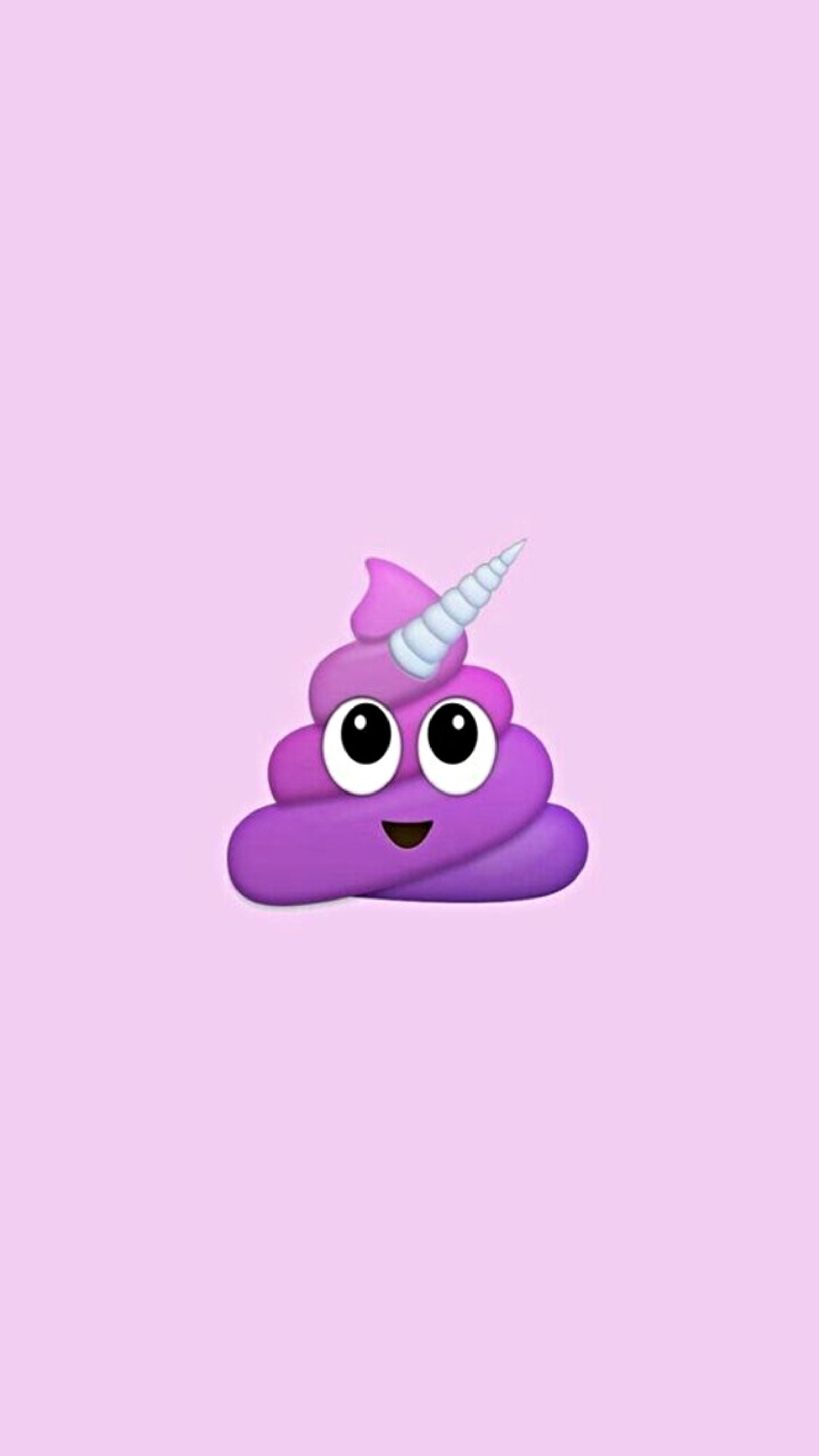 A purple emotictor with a unicorn horn on top of it (other, pink, purpel, unicorn, wallpaper)