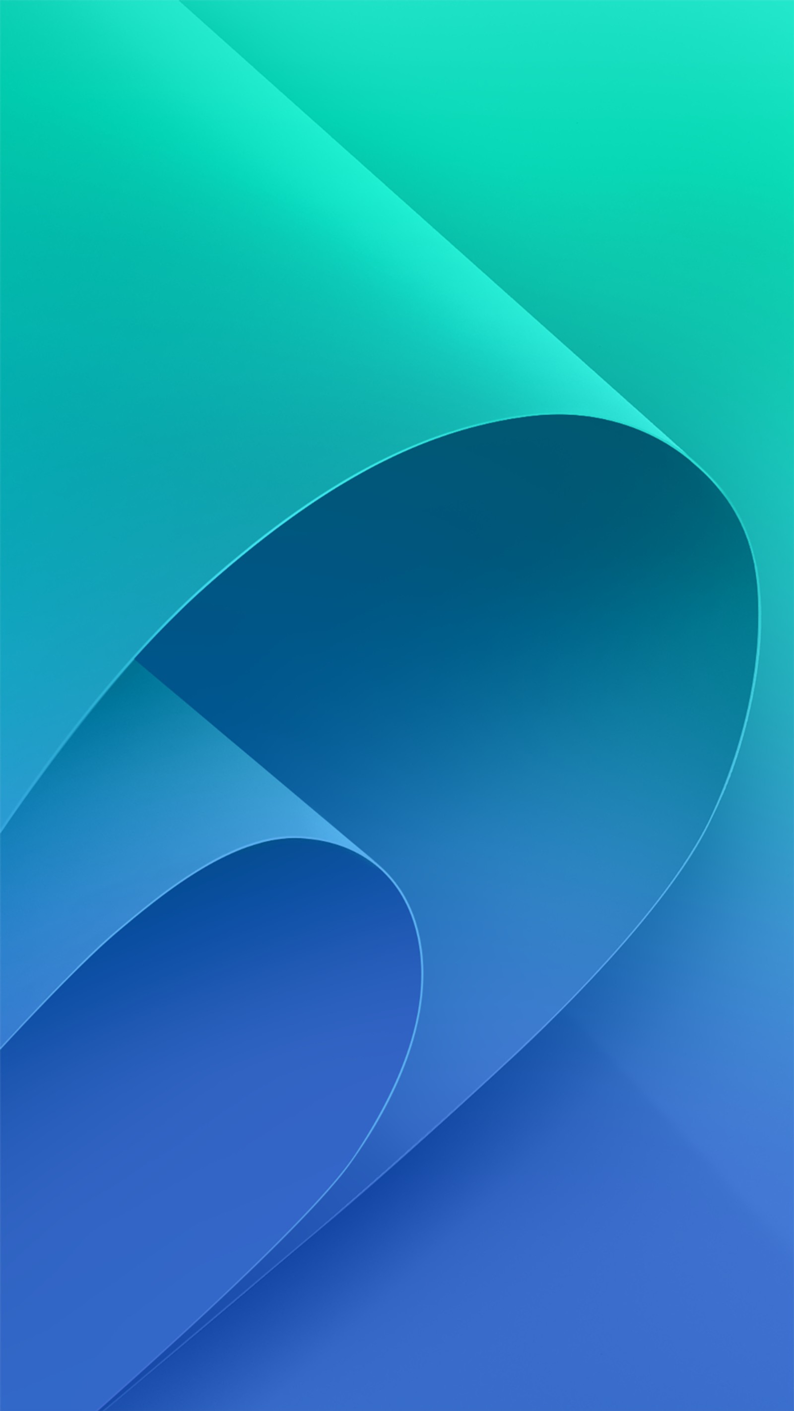 A close up of a blue and green wallpaper with curved shapes (abstract, asus, default, hd, stock)