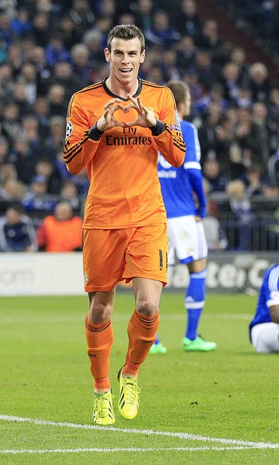 Gareth Bale comemorando um gol na ação da Liga dos Campeões