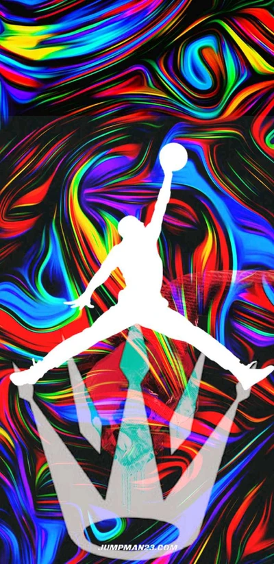 Dynamische Jordan-Silhouette mit Kronenmuster