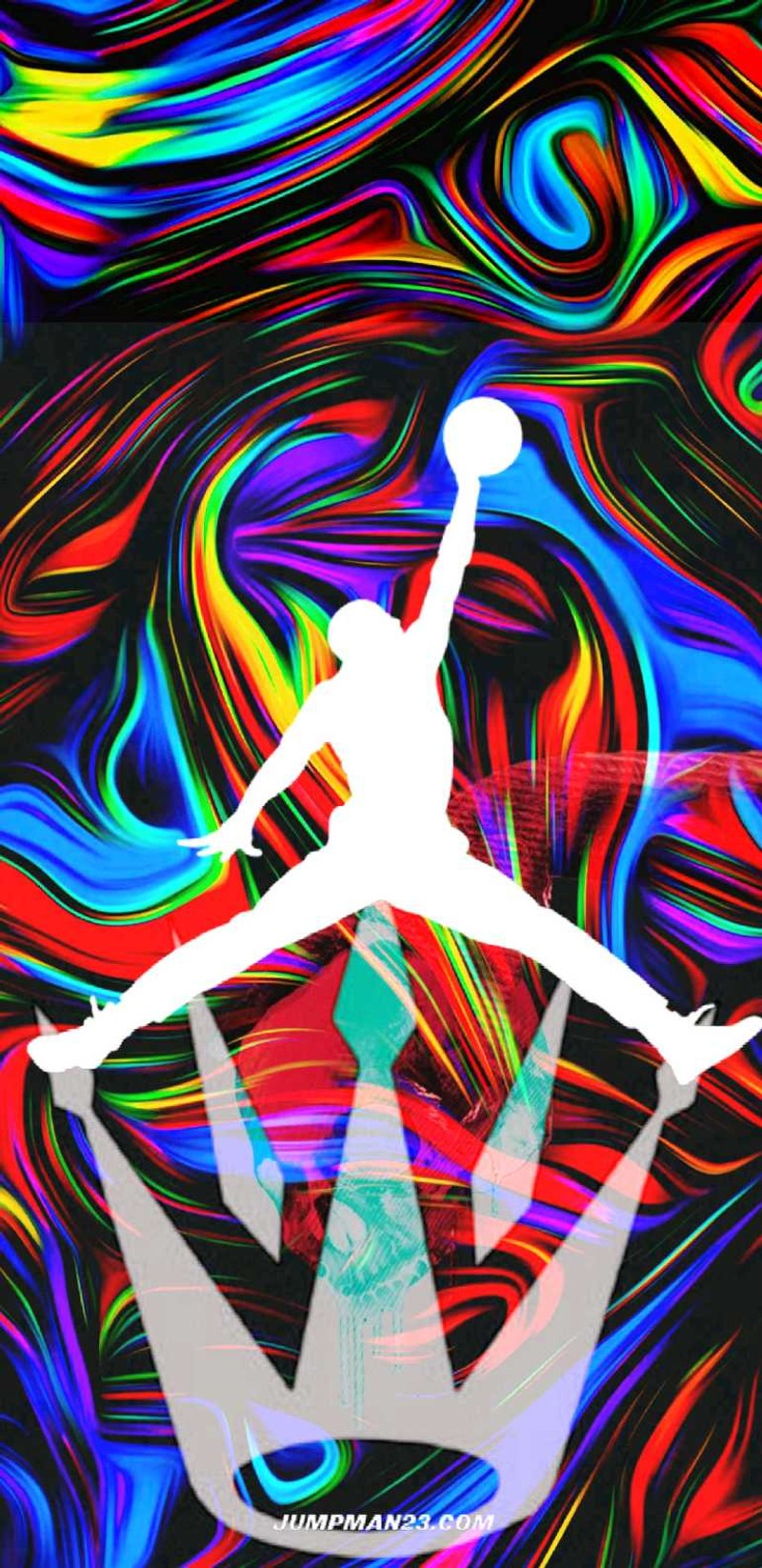 Цветной логотип air jordan на цветном фоне (джордан, jordan, корона)