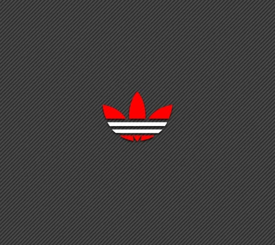 Logotipo da Adidas em vermelho e branco sobre fundo escuro