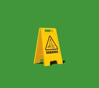 Caution: Bananas Hazard Sign on Vibrant Green Background