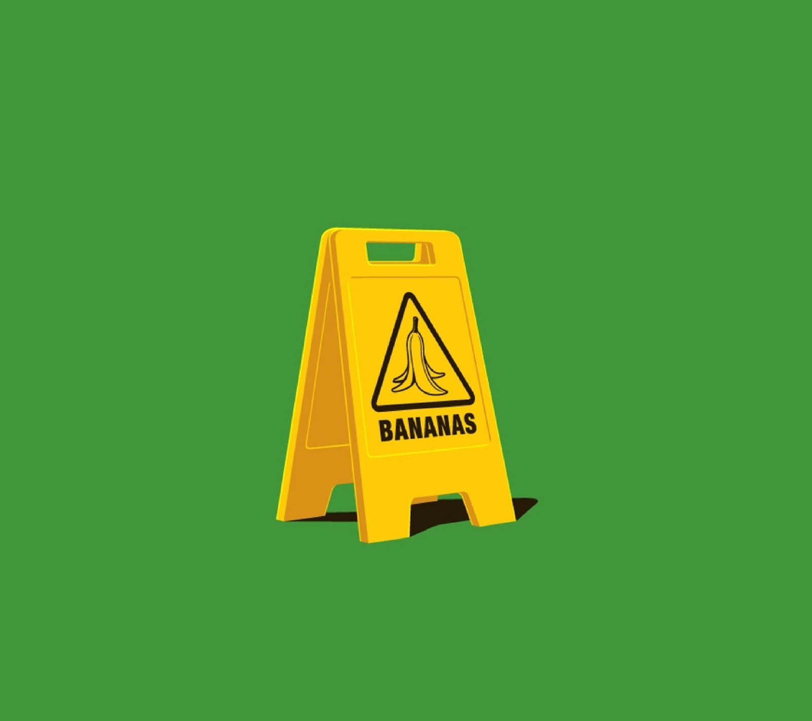 A yellow caution sign with a banana on it (banana, comedy, funny, hazard, hd)