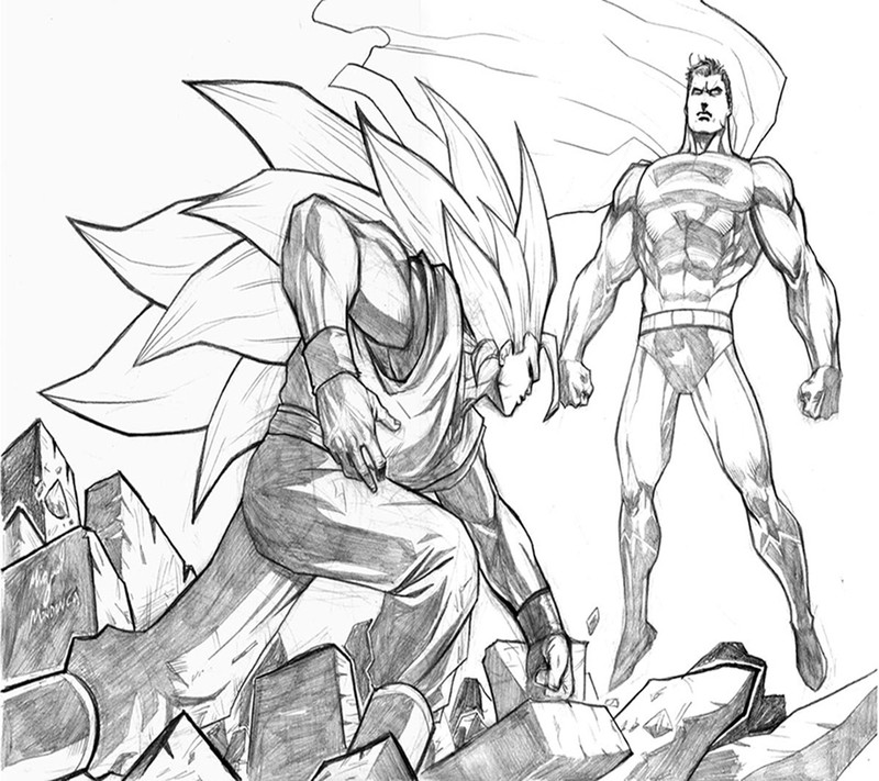 Рисунок мужчины и женщины в костюме супергероя (goku, супермен, superman)