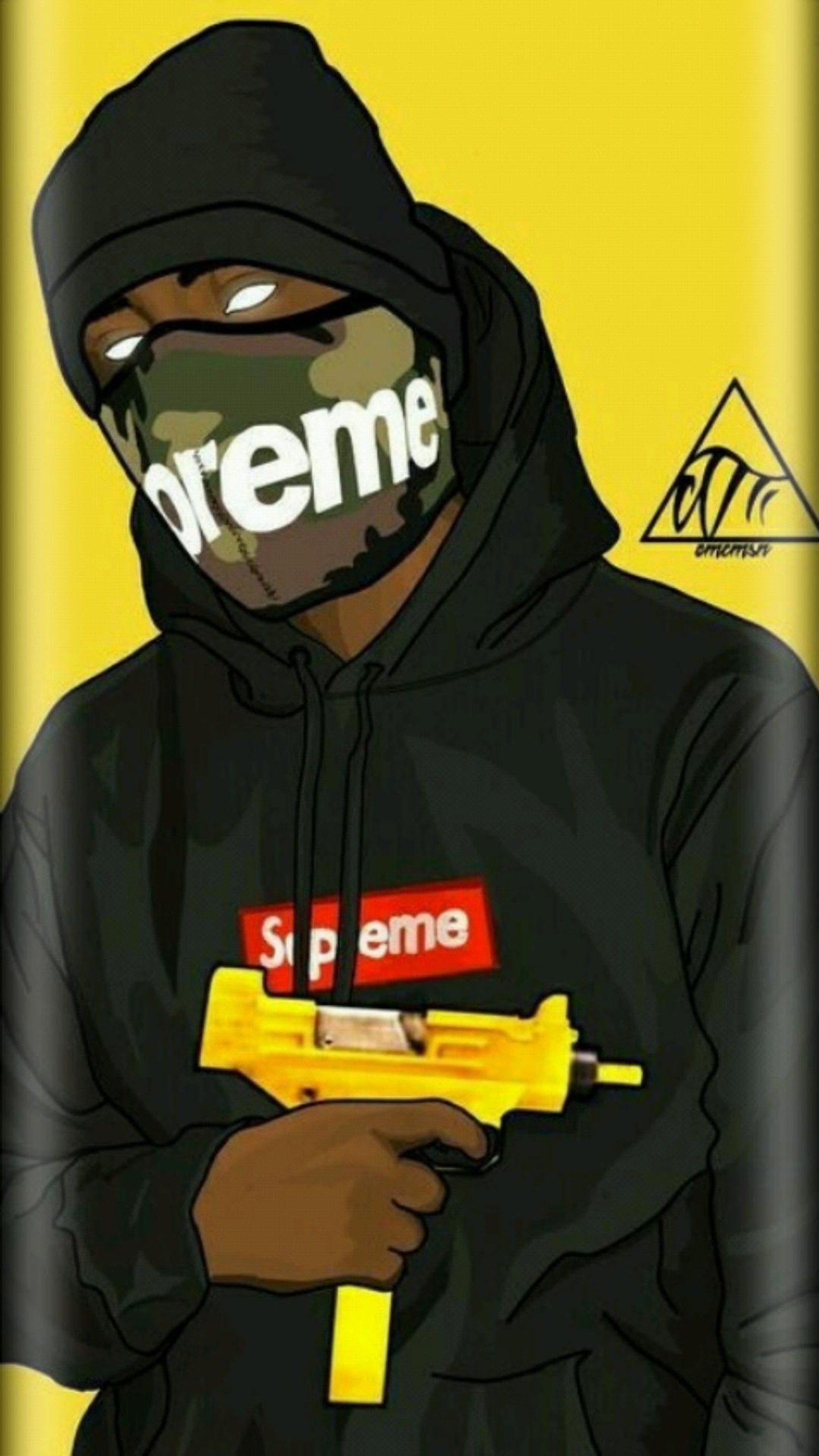 gun, sick, supreme, yellow Download Wallpaper