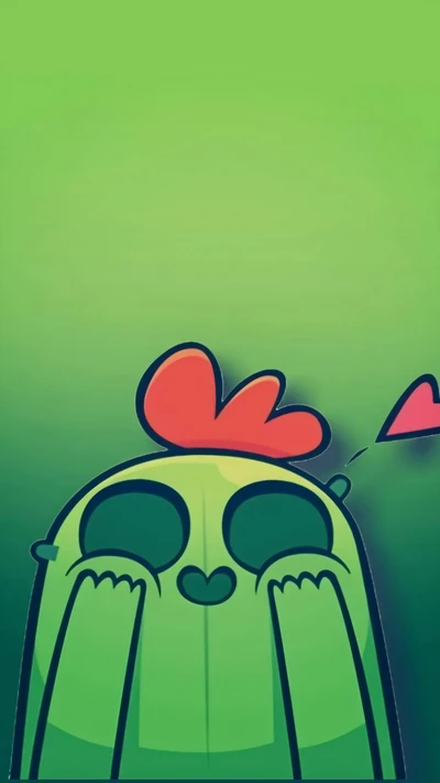 Adorable Cactus with Heartfelt Expression