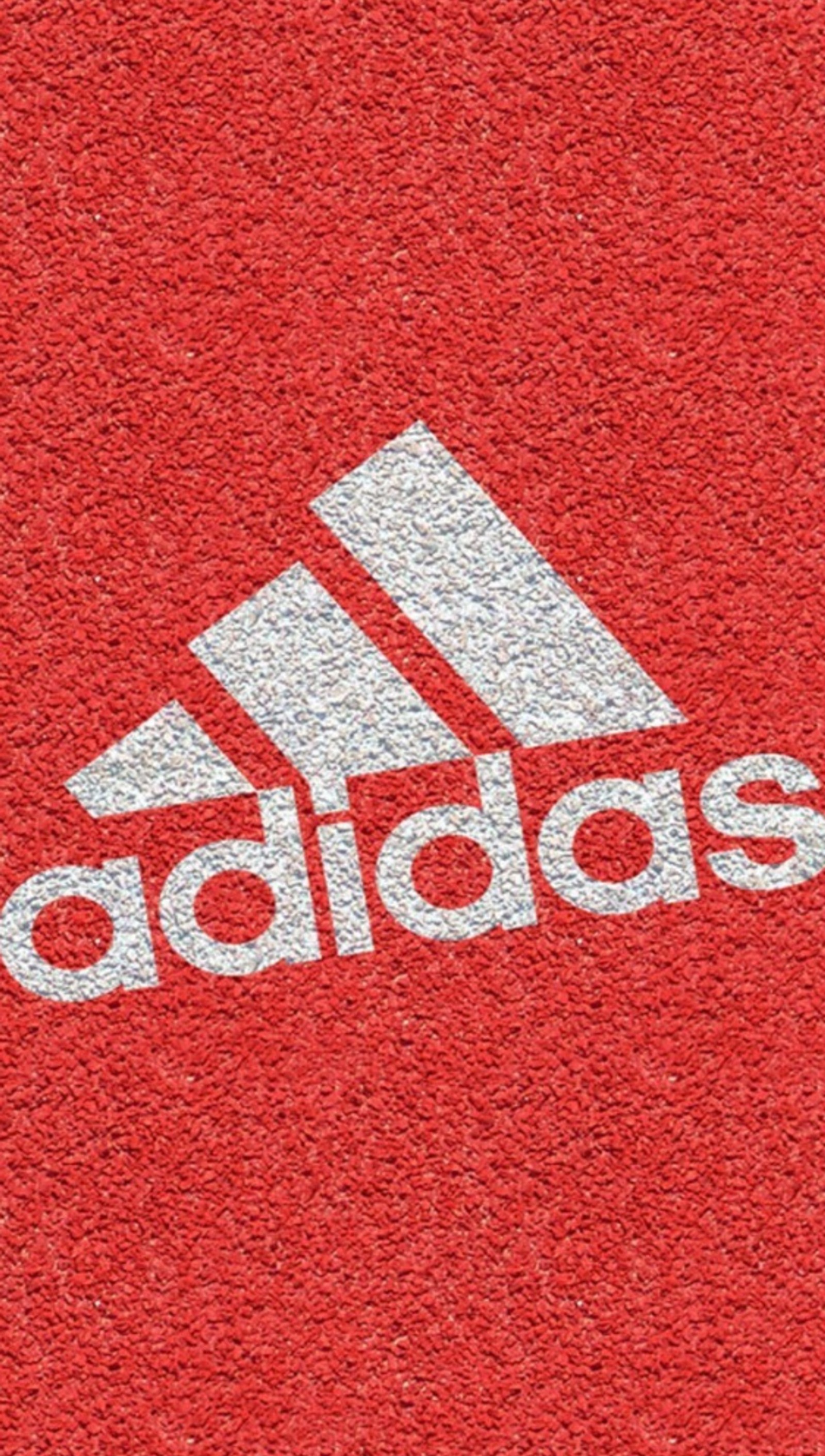 Logo de adidas sobre una superficie roja (1080p, abstracto, android, diseño, malvavisco)