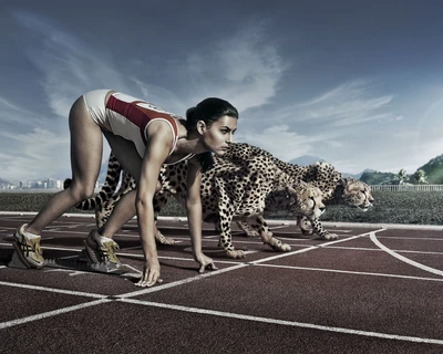 animal, cours, fille, race, vitesse