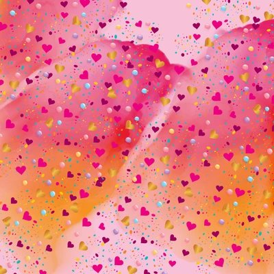 Cœurs colorés et confettis pour la célébration de la Saint-Valentin