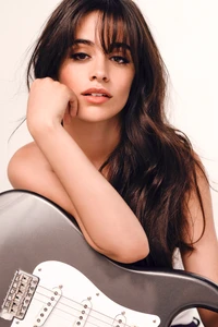 Camila Cabello Portrait with Guitar in 4K Resolution