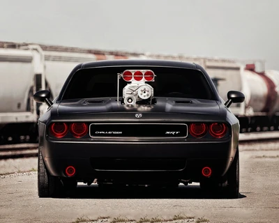 negro, dodge challenger, coche musculoso, rojo, camino