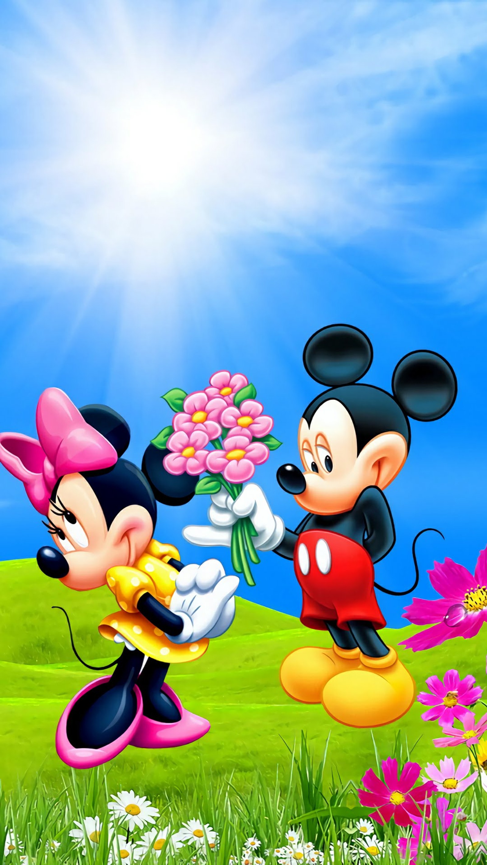 Mickey und minnie maus tapeten (mickey mouse, hintergrundbild)