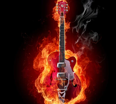 Guitare enflammée : Un symbole de passion et de musique