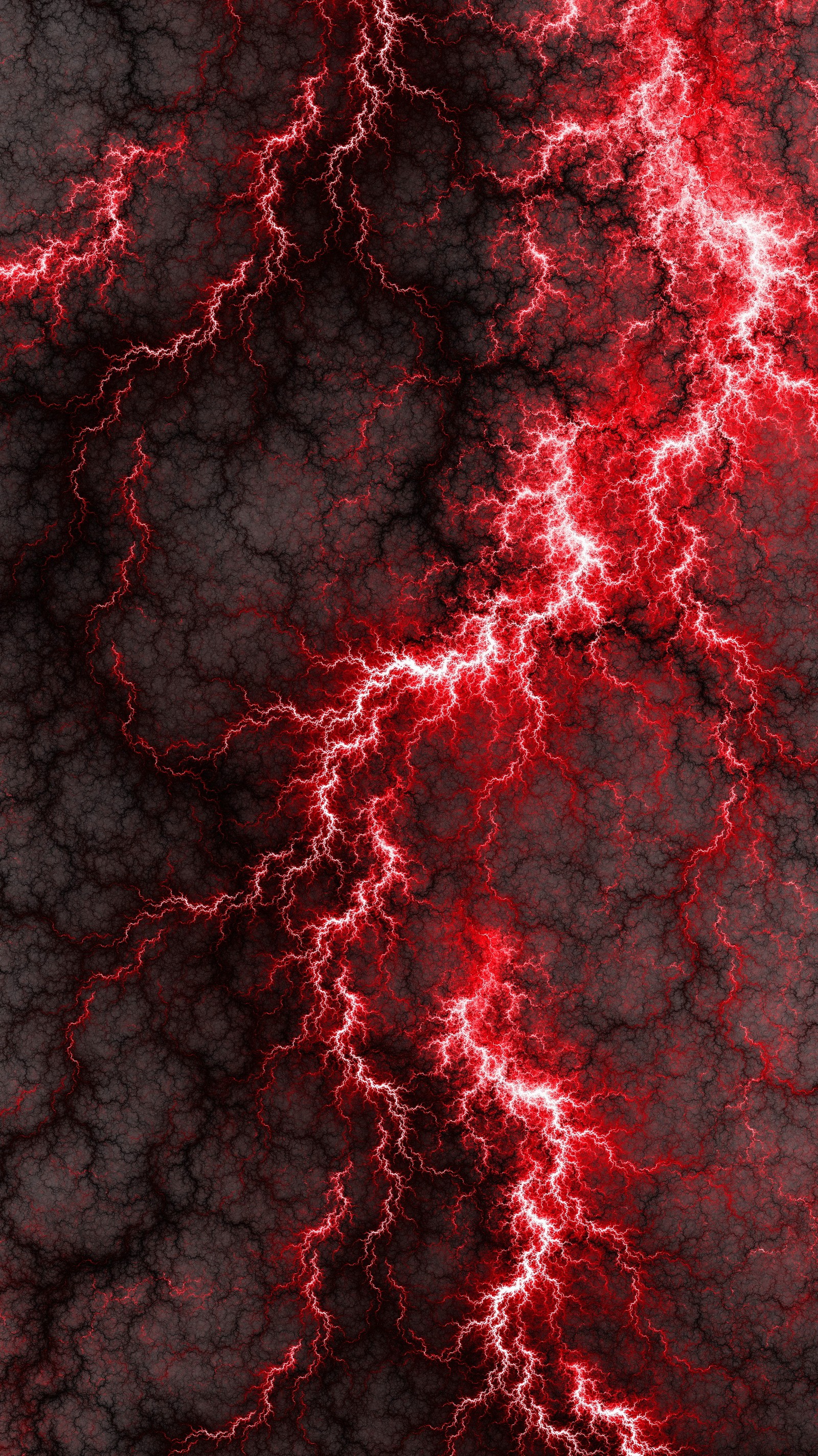 A close up of a red and black lightning bolting through a black background (abstract, color, colores, mix, nebula)