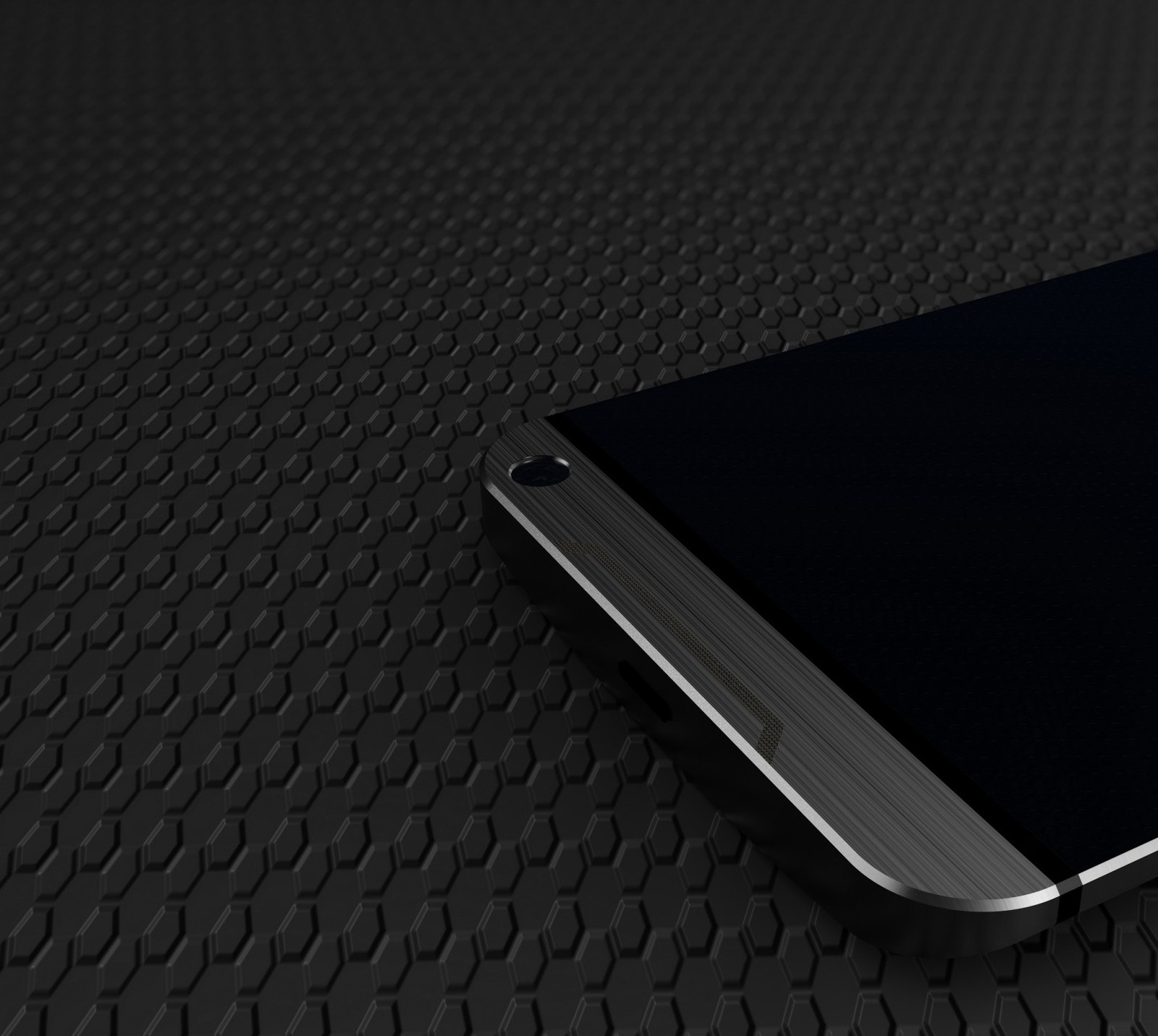 A close up of a cell phone on a black surface (android, htc, smartphone)