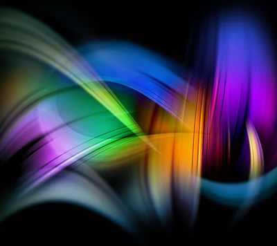 Colorful Abstract Waves on a Dark Background