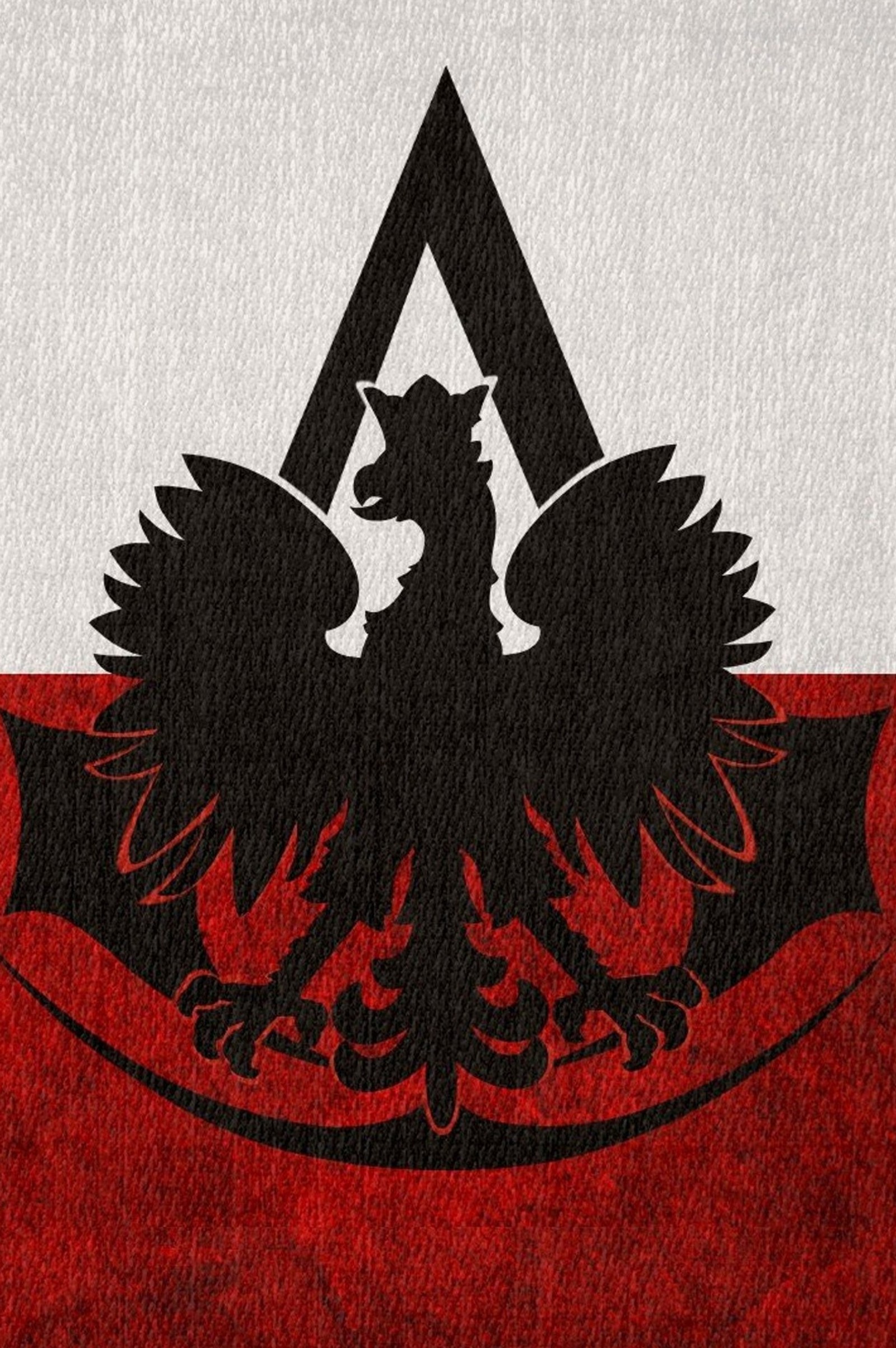 Nahaufnahme einer flagge mit einem schwarzen adler darauf (assassins creed, adler, emblem, fahne, polieren)