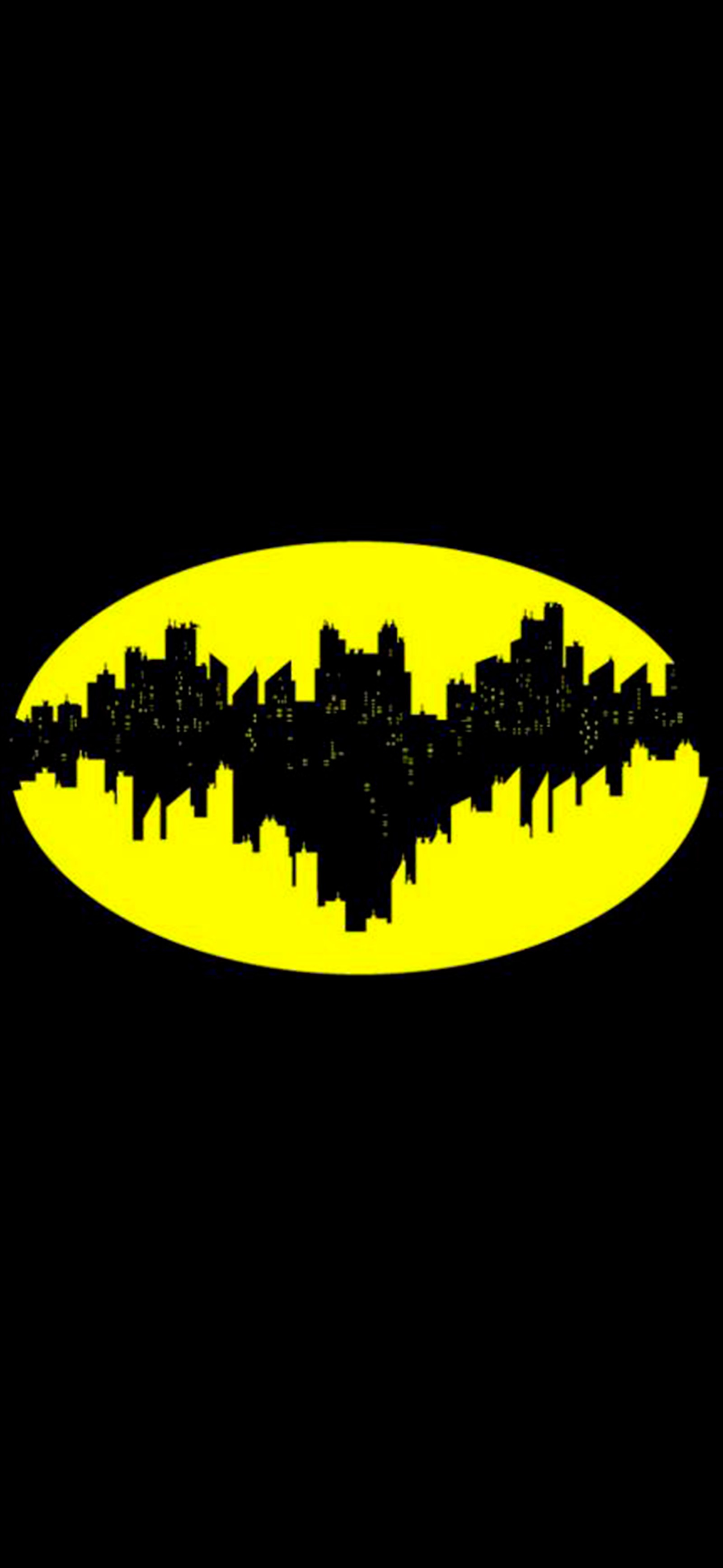 Logotipo do batman em um fundo preto com um fundo amarelo (batman, logotipo, coringa, joker, gotham city)