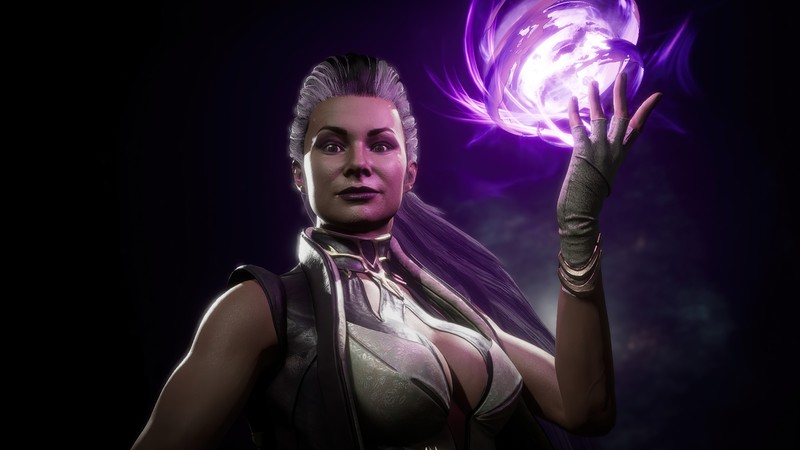 Женщина с фиолетовым шаром в руке (mortal kombat 11, mk11, видеоигра, синдэль, sindel)