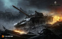 T-55A NVA DDR in a Smoky Battlefield Scene - World of Tanks