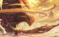 Epic Landscape of a Mythical Desert with a Dragon's Form